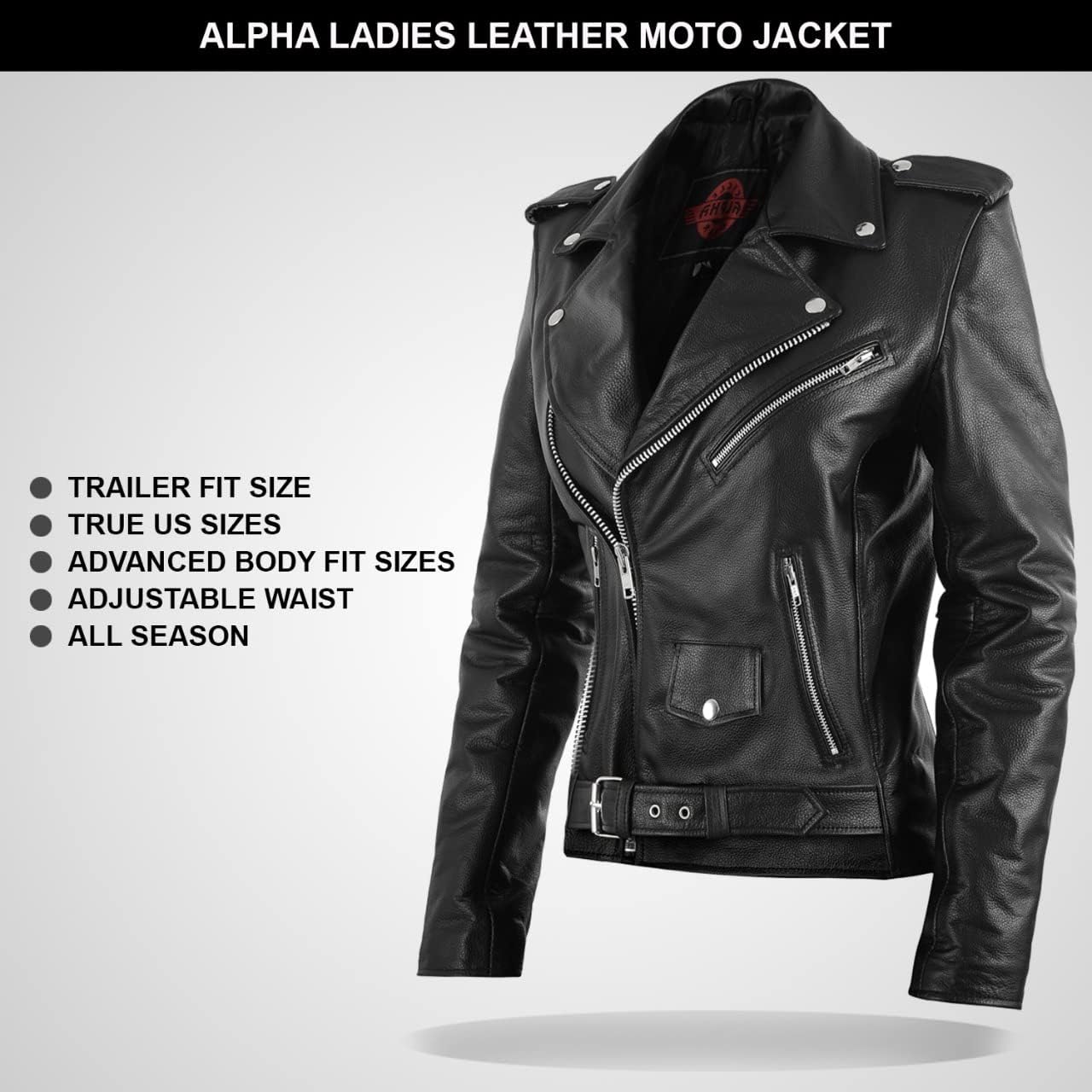 ALPHA CYCLE GEAR Womens Leather motorcycle Jacket For Ladies Brando Cafe Rider Classic Jackets