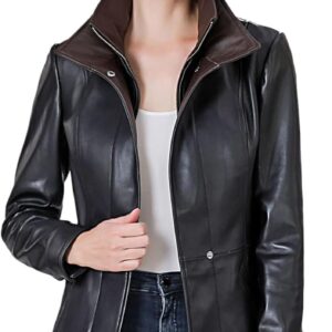 BGSD Women Kara New Zealand Lambskin Leather Scuba Jacket (Regular & Plus Size & Petite)