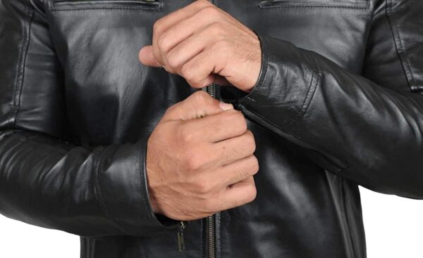 Blingsoul Genuine Black Leather Jacket Men - Real Lambskin Motorcycle Mens Leather Jackets