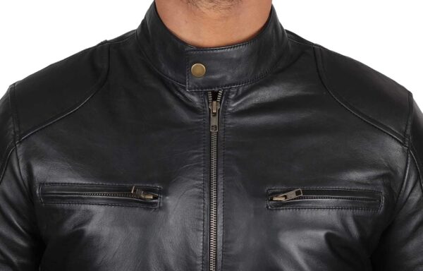 Blingsoul Genuine Black Leather Jacket Men - Real Lambskin Motorcycle Mens Leather Jackets