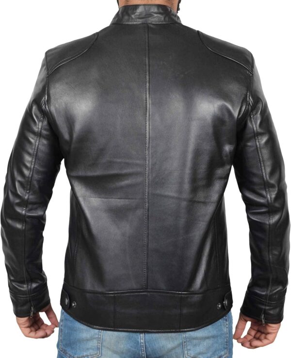 Blingsoul Genuine Black Leather Jacket Men - Real Lambskin Motorcycle Mens Leather Jackets