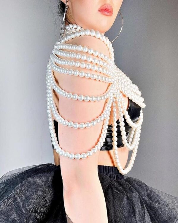 CCbodily Pearl Body Chain Bra - Fashion Shoulder Necklaces Bra Chain Body Jewelry