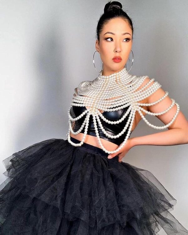 CCbodily Pearl Body Chain Bra - Fashion Shoulder Necklaces Bra Chain Body Jewelry