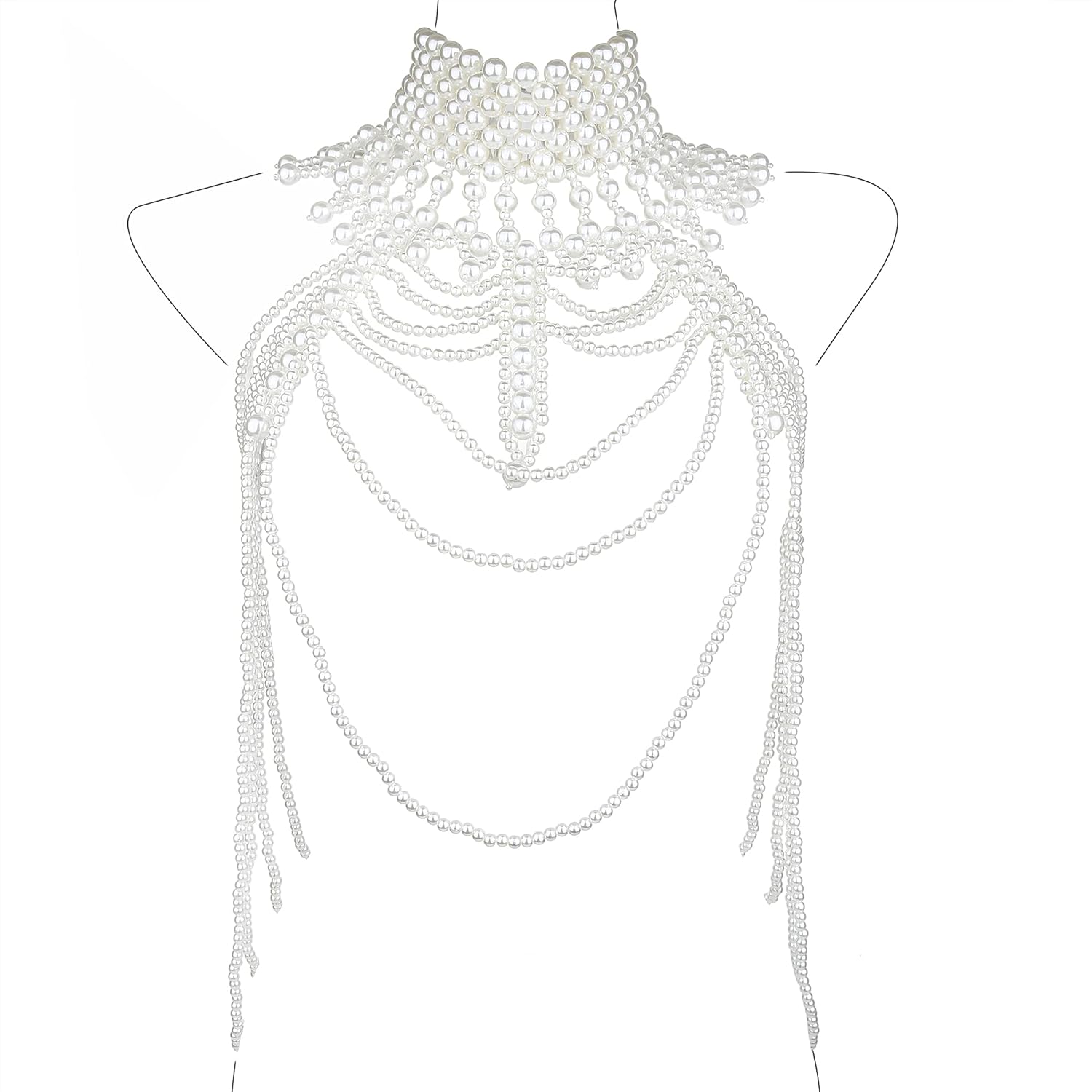 CCbodily Pearl Body Chain Bra - Fashion Shoulder Necklaces Bra Chain Body Jewelry