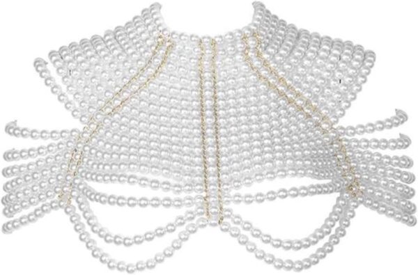 CCbodily Pearl Body Chain Bra - Fashion Shoulder Necklaces Bra Chain Body Jewelry