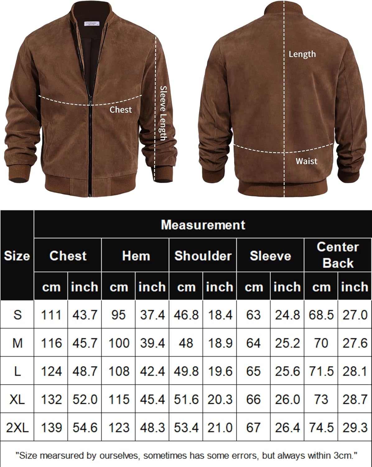 COOFANDY Men's Casual Varsity Jacket Vintage Lightweight Suede Bomber Jackets