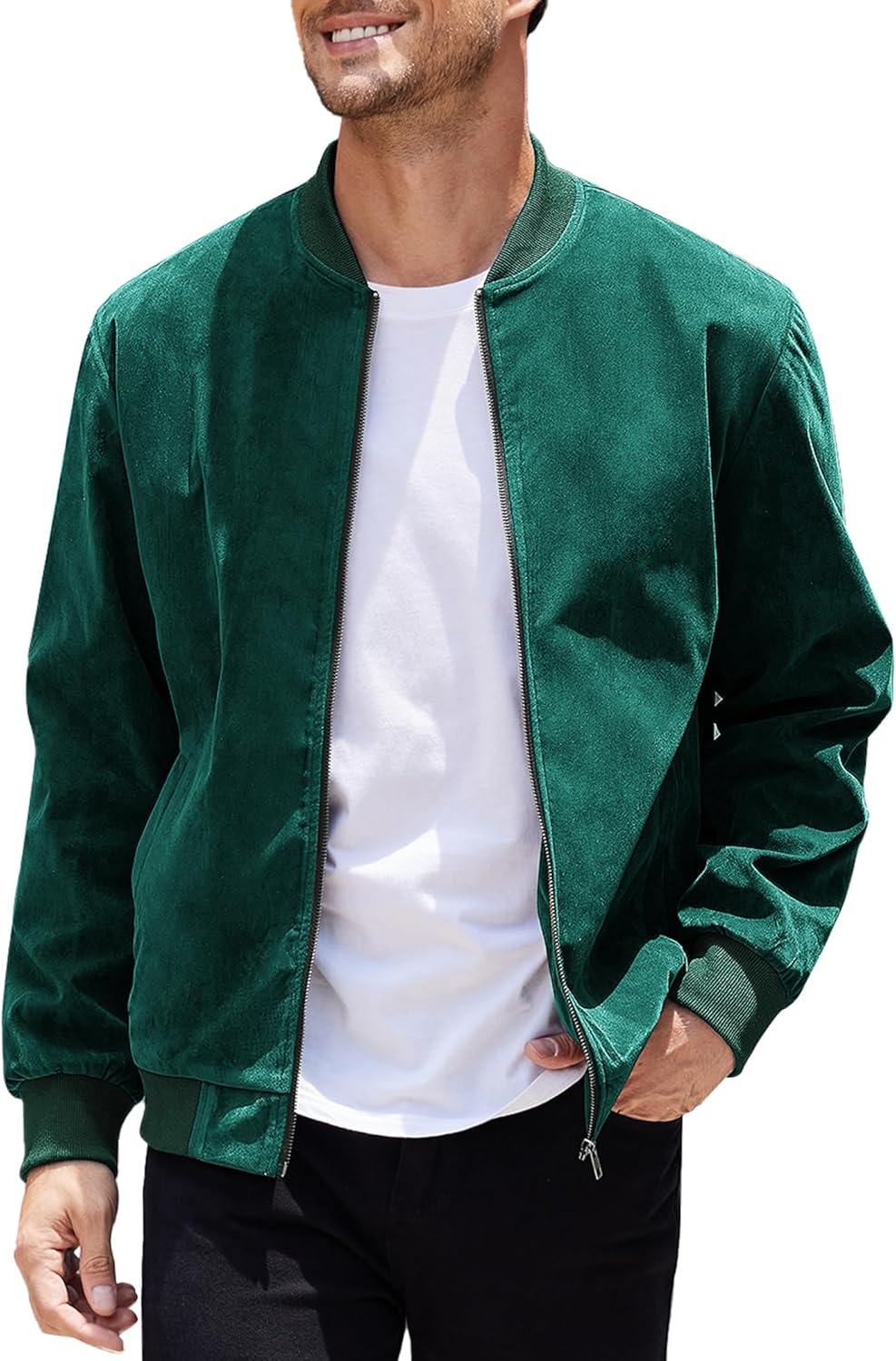 COOFANDY Men's Casual Varsity Jacket Vintage Lightweight Suede Bomber Jackets