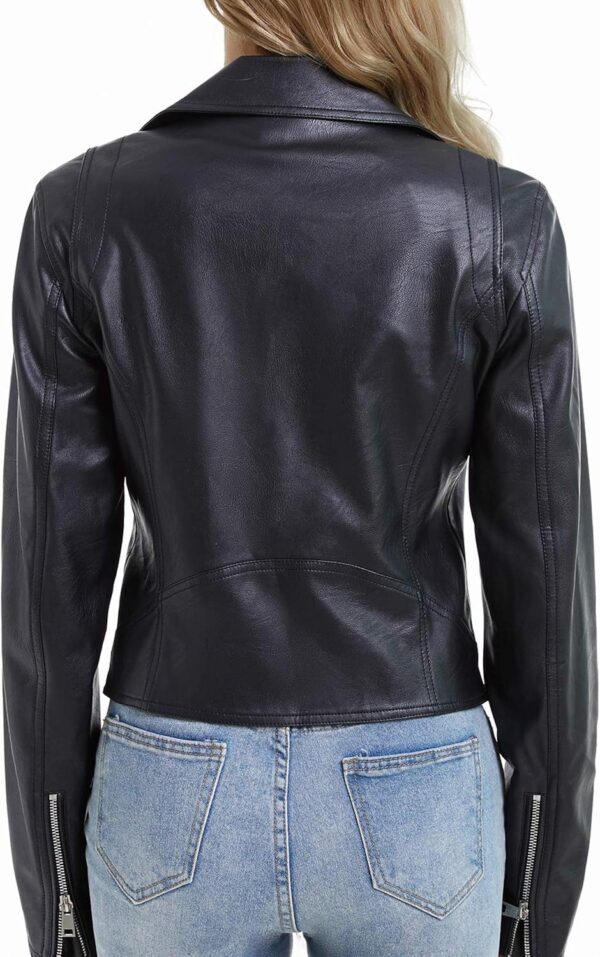 DIASHINY Faux Leather Jacket For Women Crop Short Cropped PU Slim Zip Up Moto Biker Coat Motorcycle Jackets