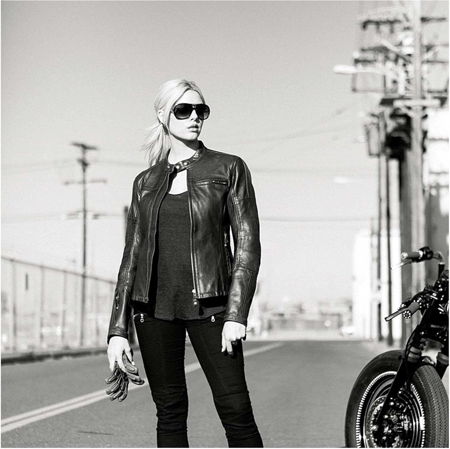 Fasigo Leather Jacket Women - Cafe Racer Real Lambskin Leather Motorcycle Jackets For Women Black And Brown Fades