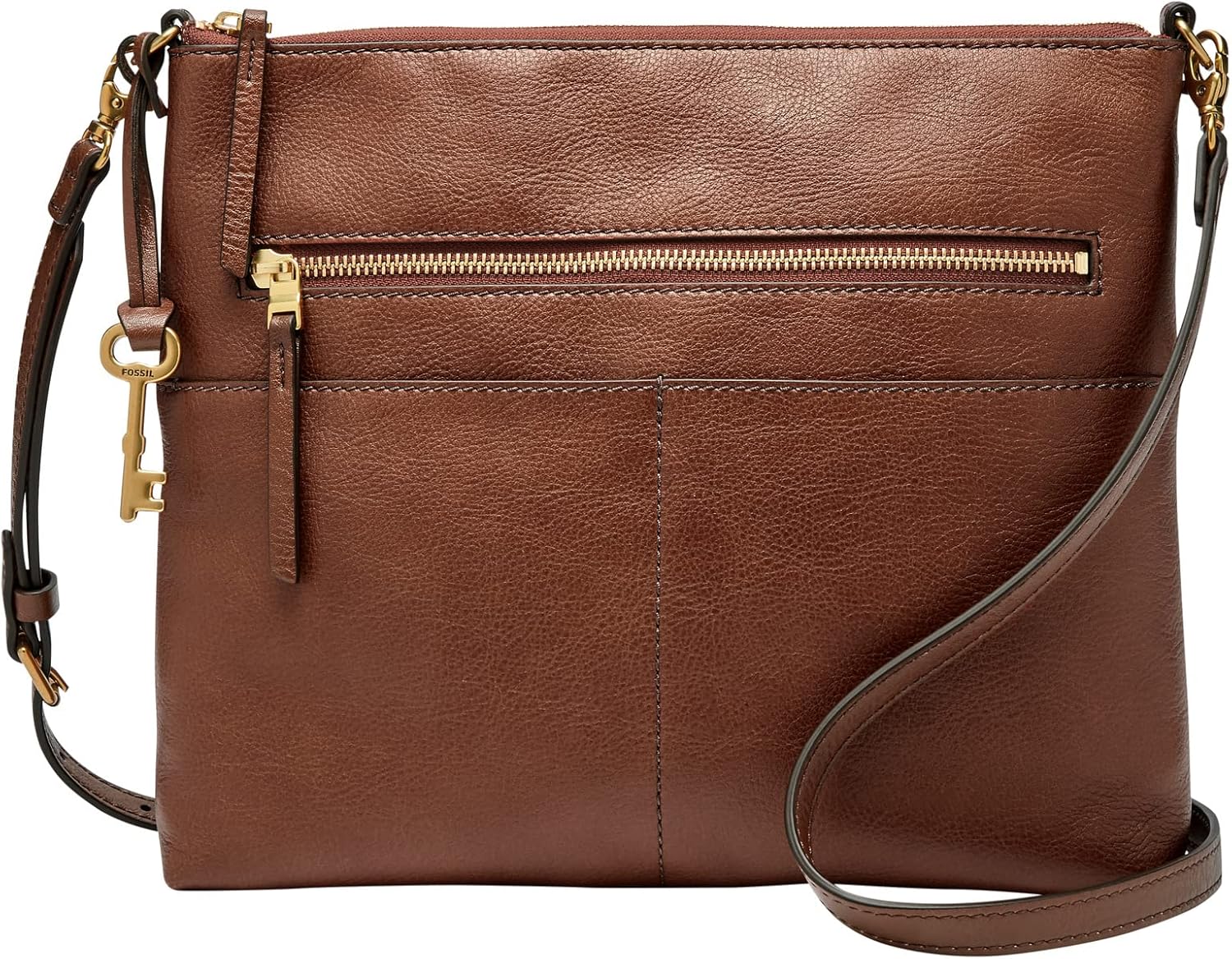 Fossil Women's Fiona Leather Large Crossbody Purse Handbag, Brown (Model: ZB7669200)