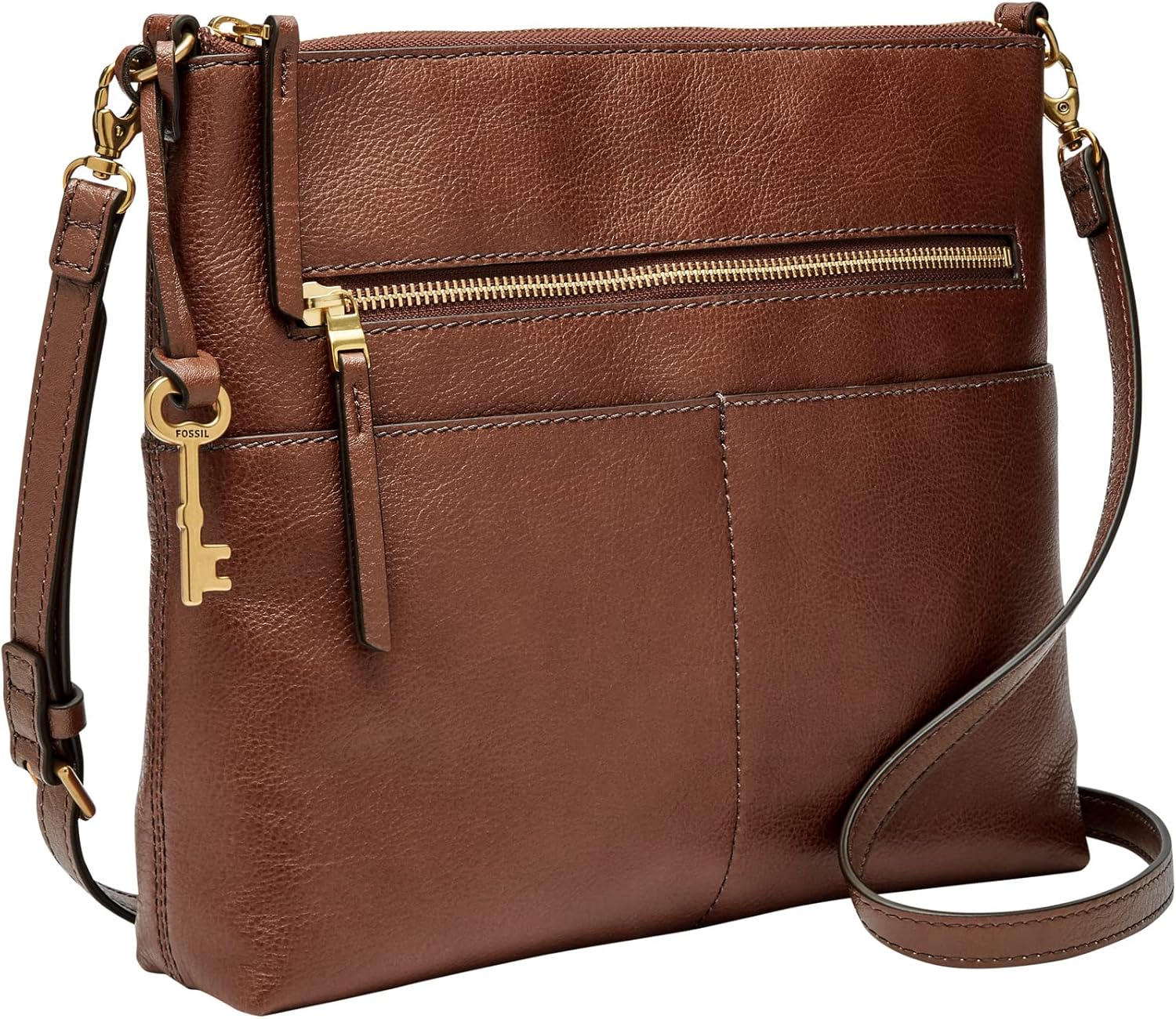 Fossil Women's Fiona Leather Large Crossbody Purse Handbag, Brown (Model: ZB7669200)