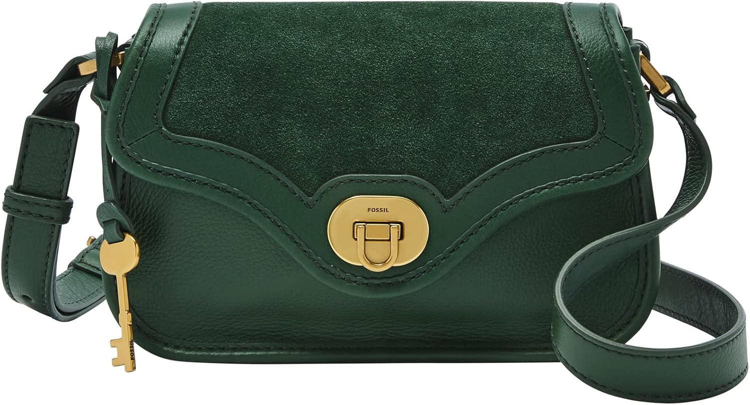 Fossil Women's Heritage Leather Mini Flap Crossbody Purse Handbag for Women