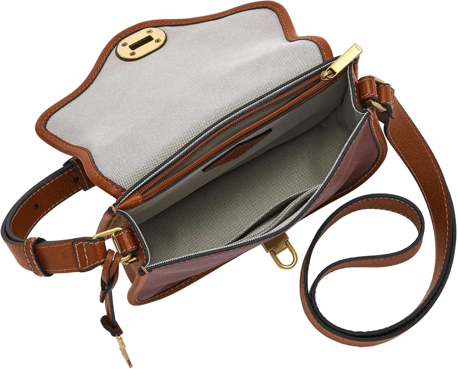 Fossil Women's Heritage Leather Mini Flap Crossbody Purse Handbag for Women