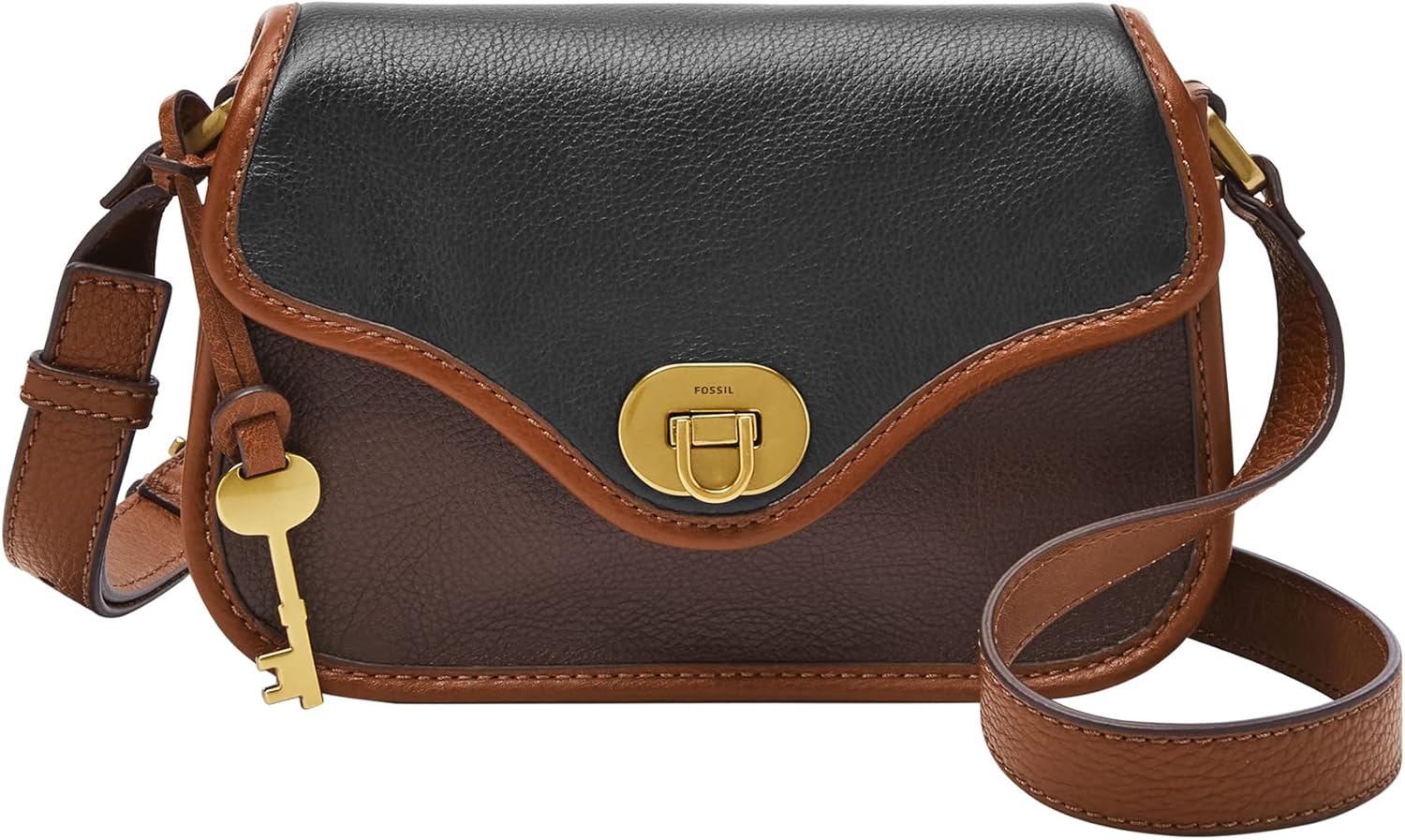 Fossil Women's Heritage Leather Mini Flap Crossbody Purse Handbag for Women