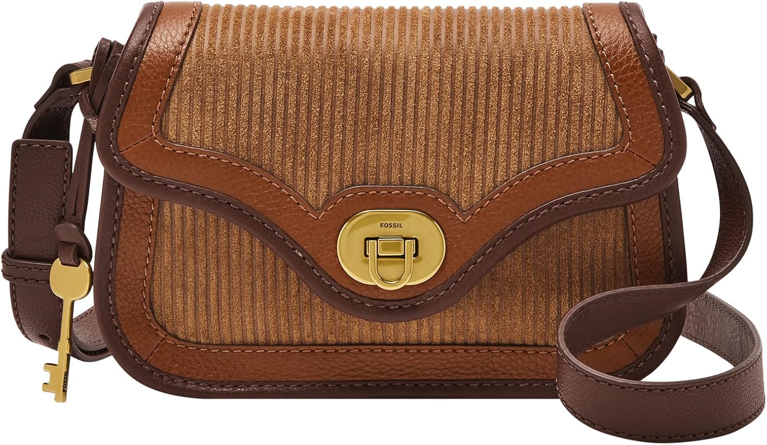 Fossil Women's Heritage Leather Mini Flap Crossbody Purse Handbag for Women