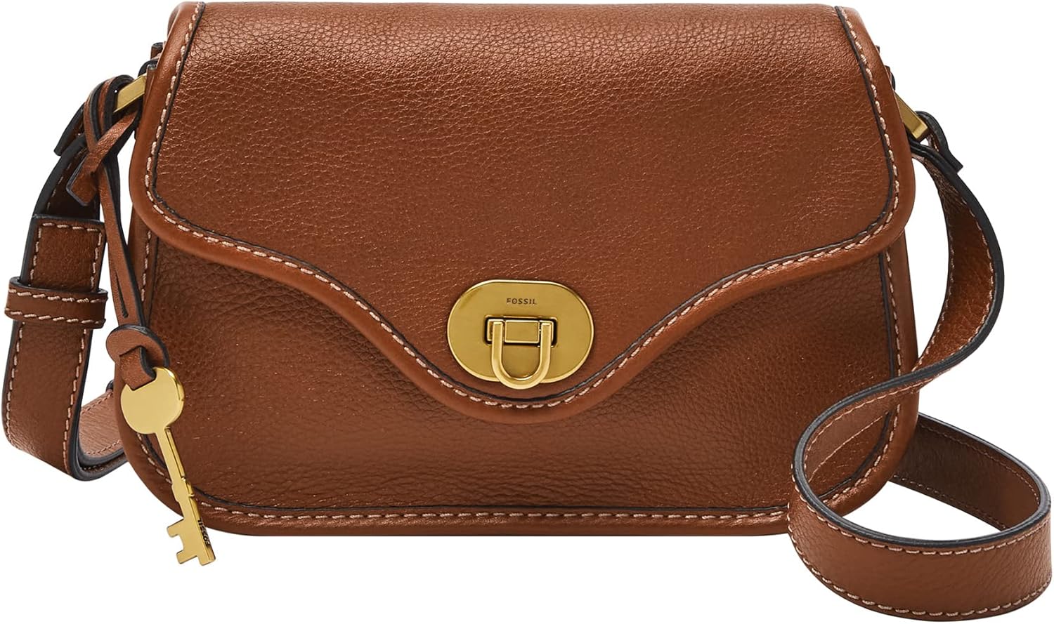 Fossil Women's Heritage Leather Mini Flap Crossbody Purse Handbag for Women