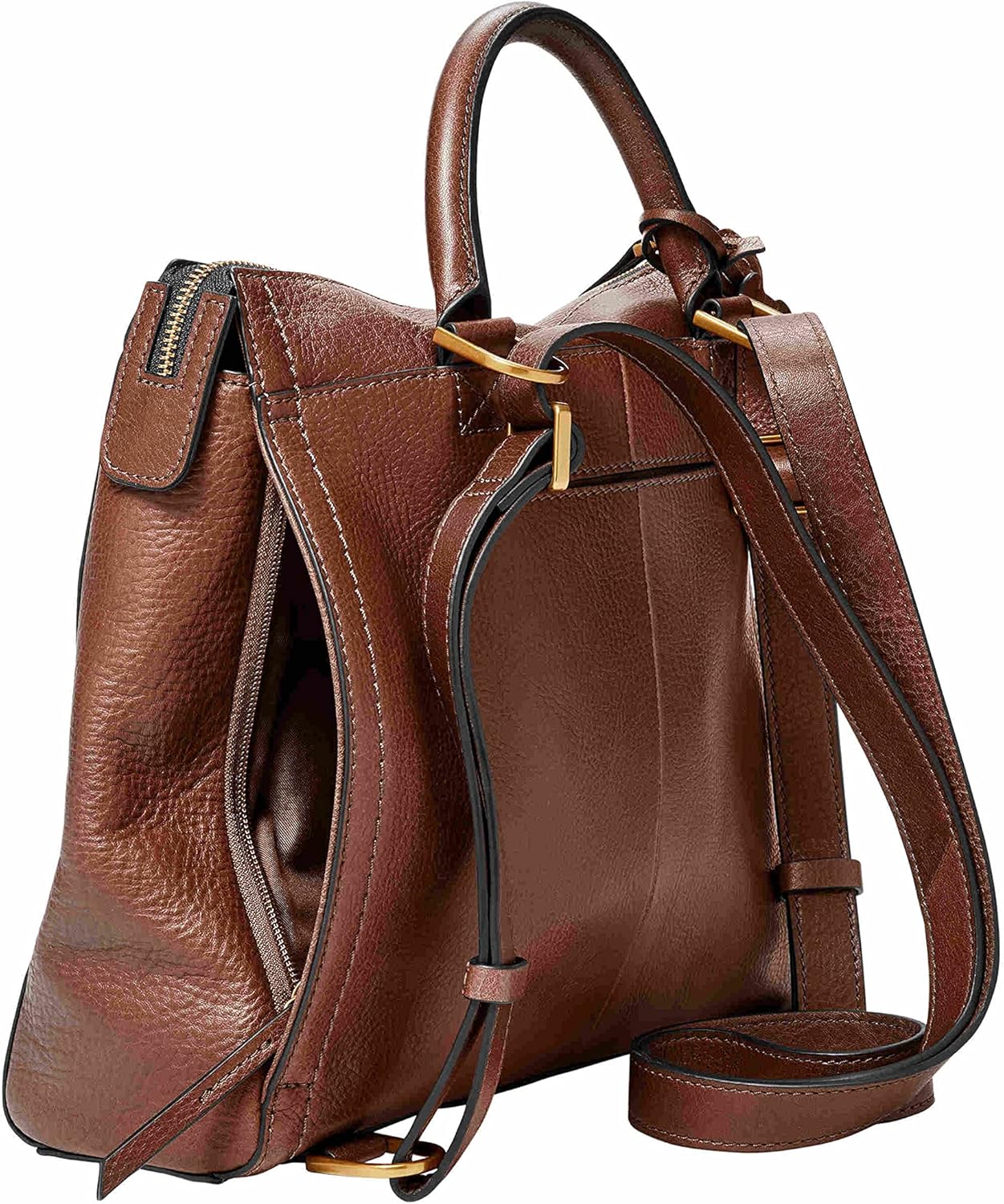 Fossil Women's Parker Leather Convertible Small Backpack Purse Handbag, Brown (Model: ZB1514200)