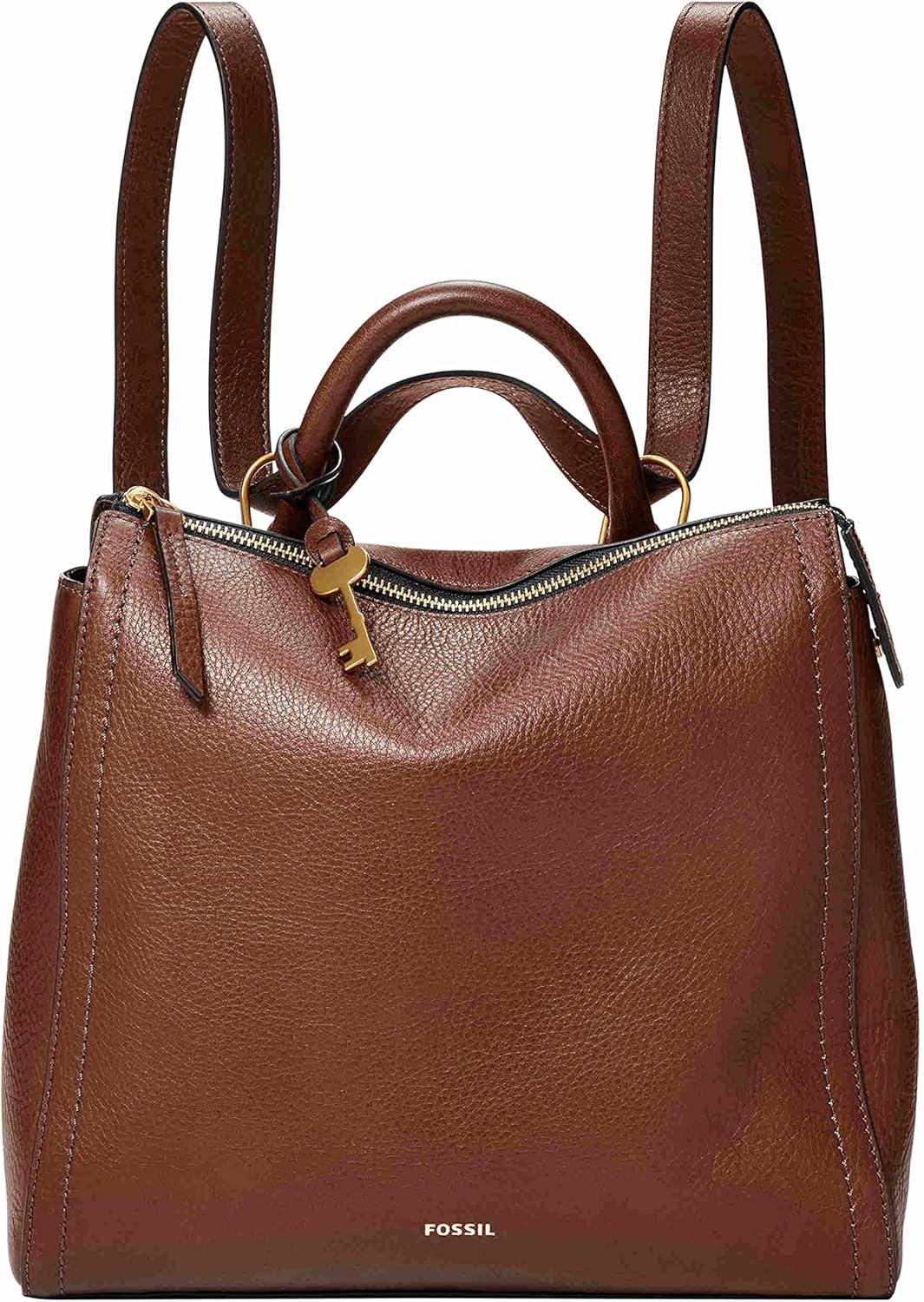 Fossil Women's Parker Leather Convertible Small Backpack Purse Handbag, Brown (Model: ZB1514200)