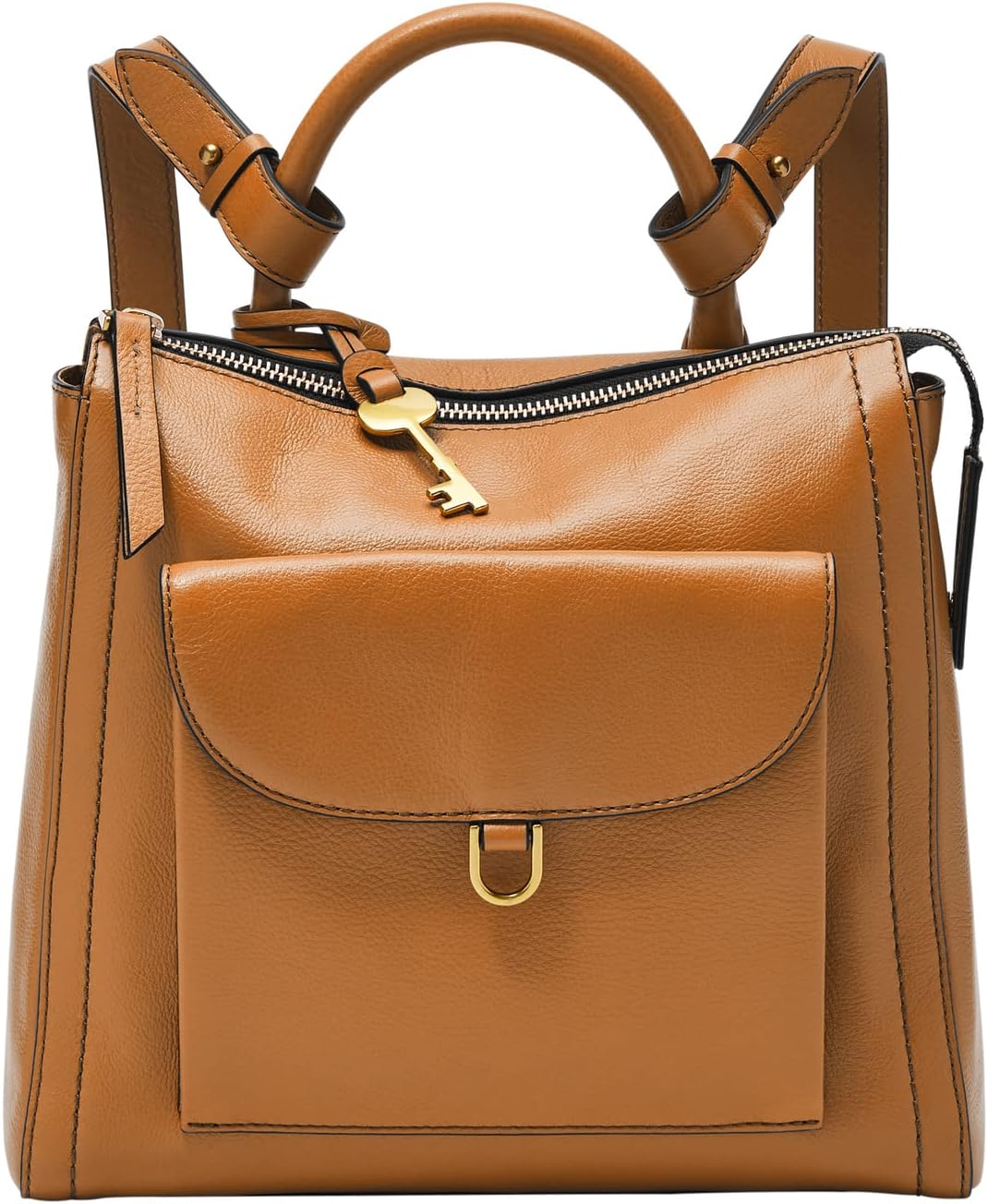 Fossil Women's Parker Leather Convertible Small Backpack Purse Handbag, Brown (Model: ZB1514200)