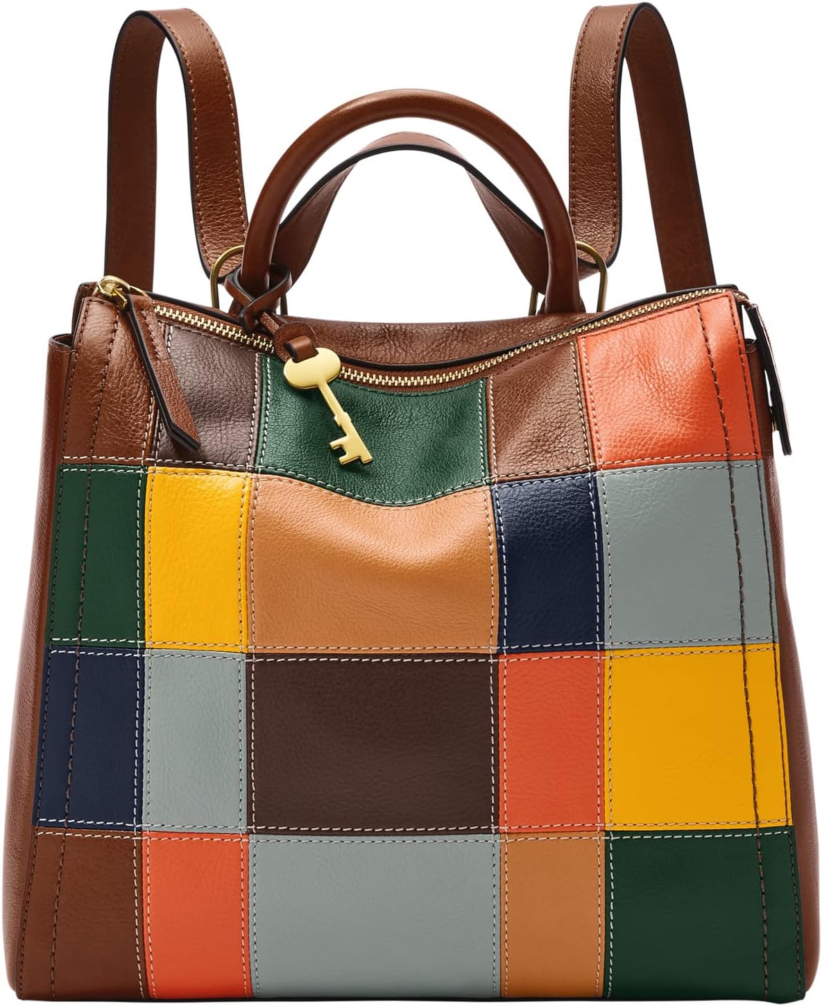 Fossil Women's Parker Leather Convertible Small Backpack Purse Handbag, Brown (Model: ZB1514200)