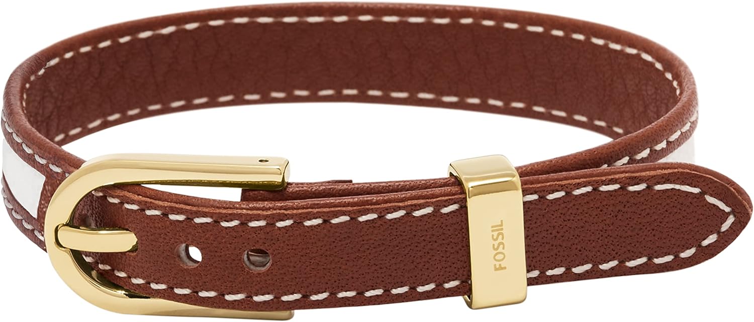 Fossil Women's Stainless Steel and Genuine Leather Bracelet for Women