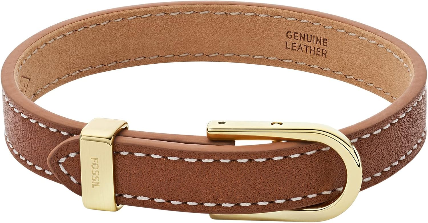 Fossil Women's Stainless Steel and Genuine Leather Bracelet for Women