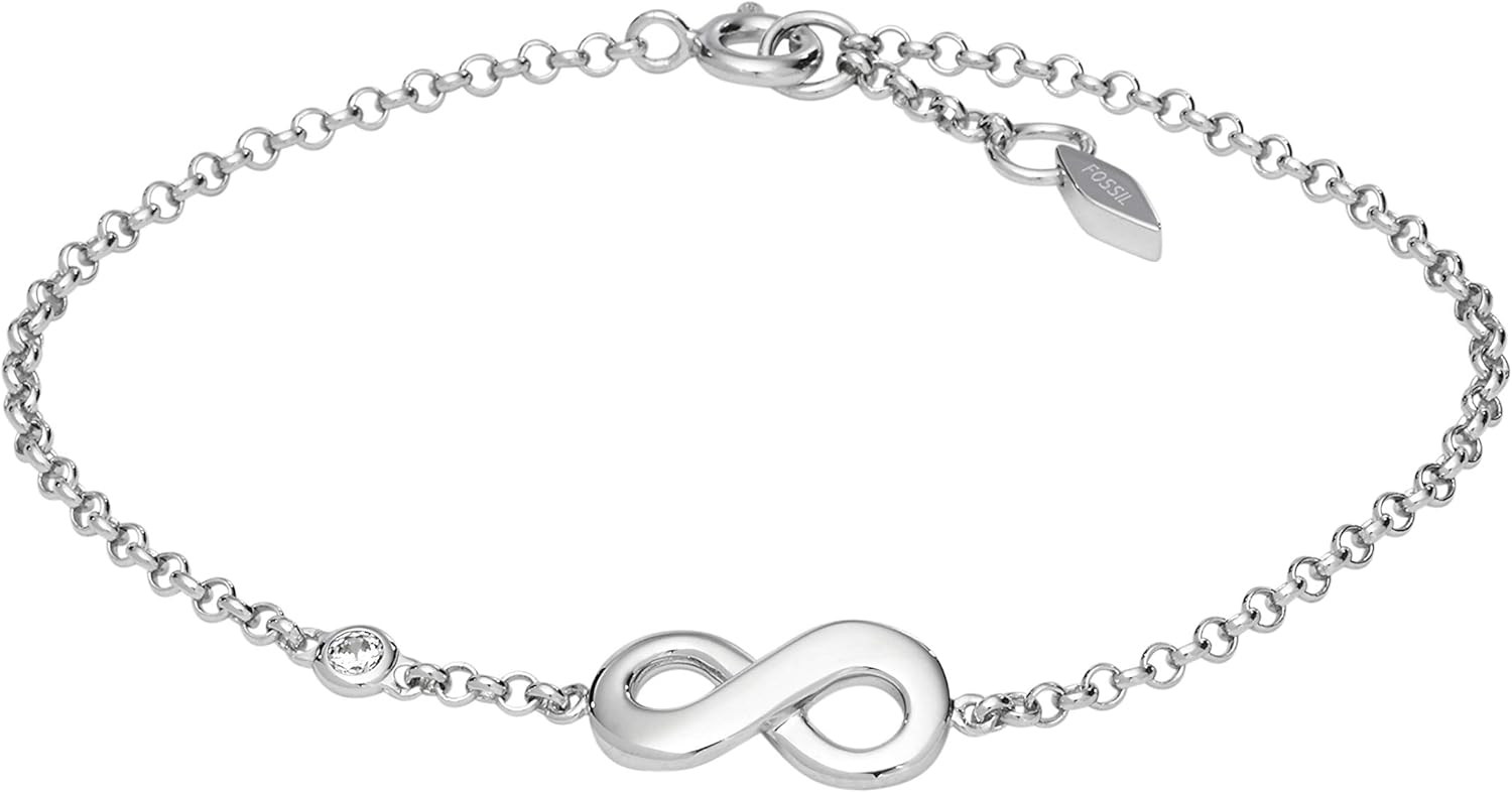 Fossil Women's Sterling Silver or Silver-Tone Stainless Steel Chain Bracelet for Women