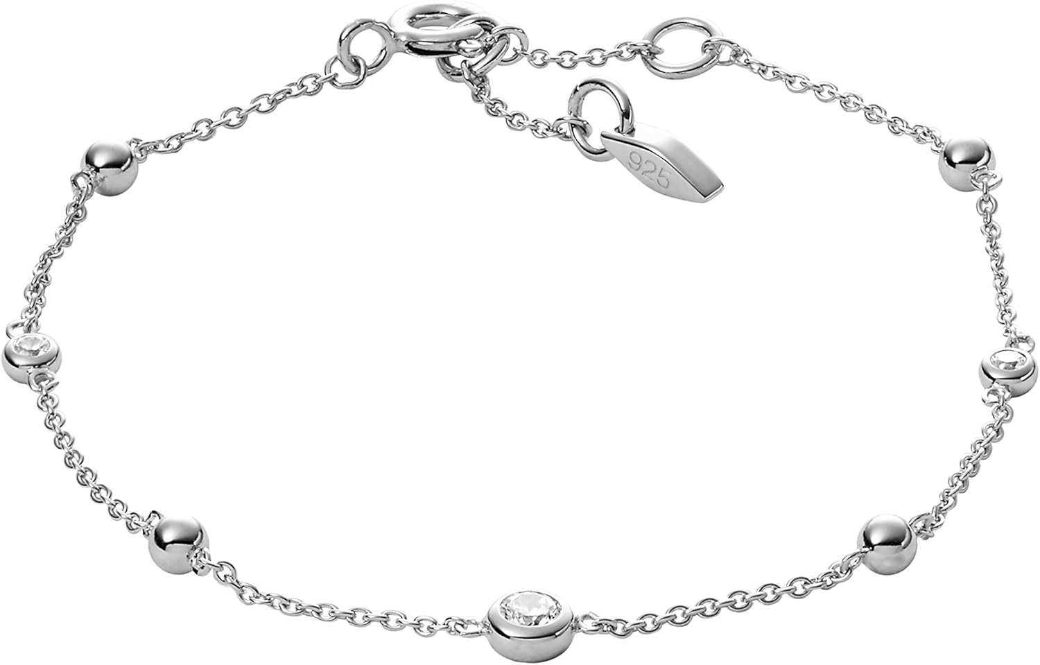 Fossil Women's Sterling Silver or Silver-Tone Stainless Steel Chain Bracelet for Women