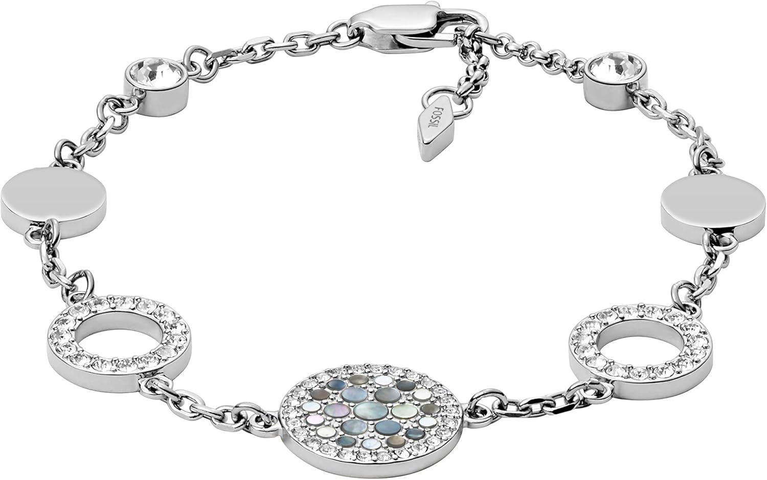 Fossil Women's Sterling Silver or Silver-Tone Stainless Steel Chain Bracelet for Women