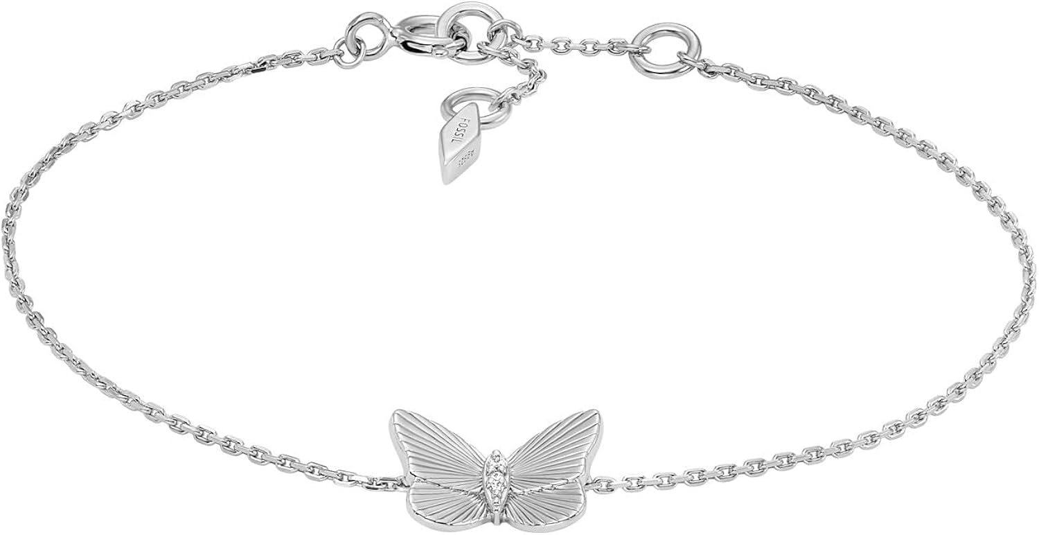 Fossil Women's Sterling Silver or Silver-Tone Stainless Steel Chain Bracelet for Women