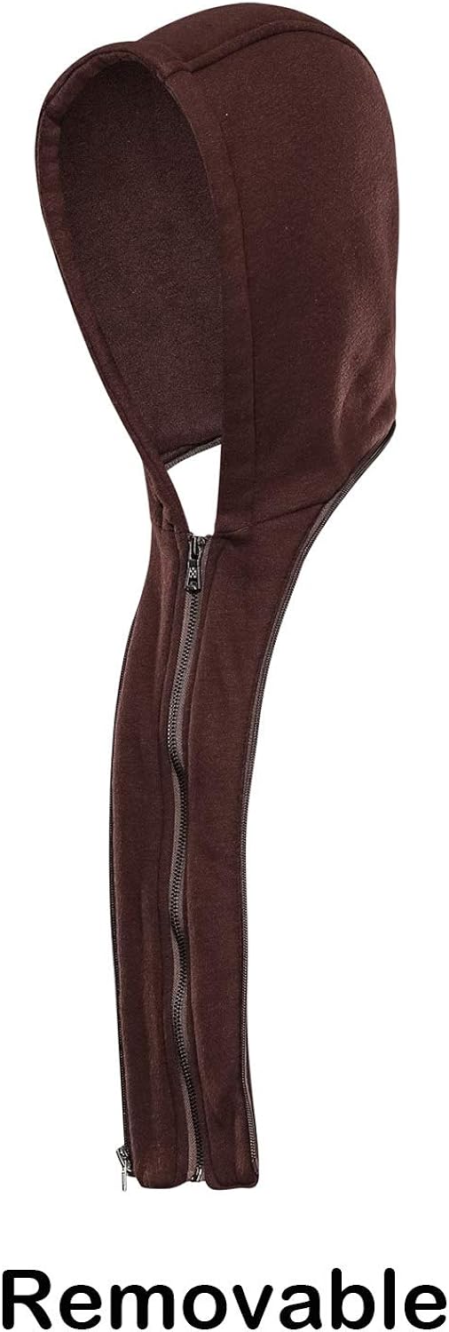 HOOD CREW Men\u2019s Casual Stand Collar PU Faux Leather Zip-Up Motorcycle Bomber Jacket With a Removable Hood