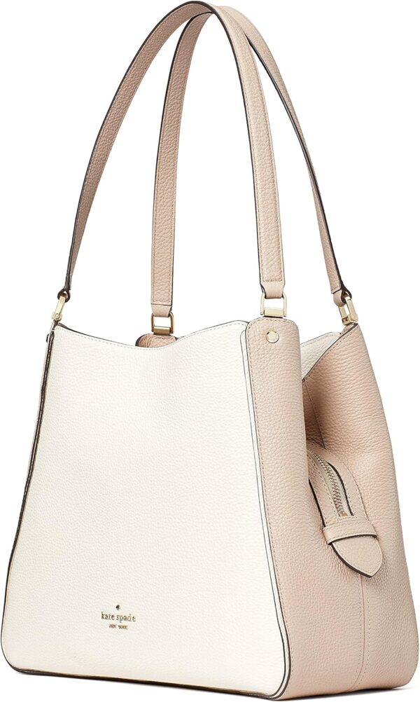 Kate Spade Leila Colorblock Medium Triple Compartment Shoulder Bag Purse Handbag, WARM BEIGE MULTI