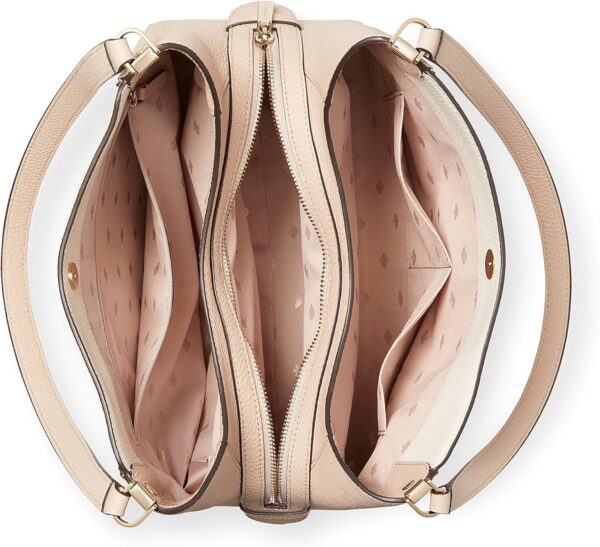 Kate Spade Leila Colorblock Medium Triple Compartment Shoulder Bag Purse Handbag, WARM BEIGE MULTI