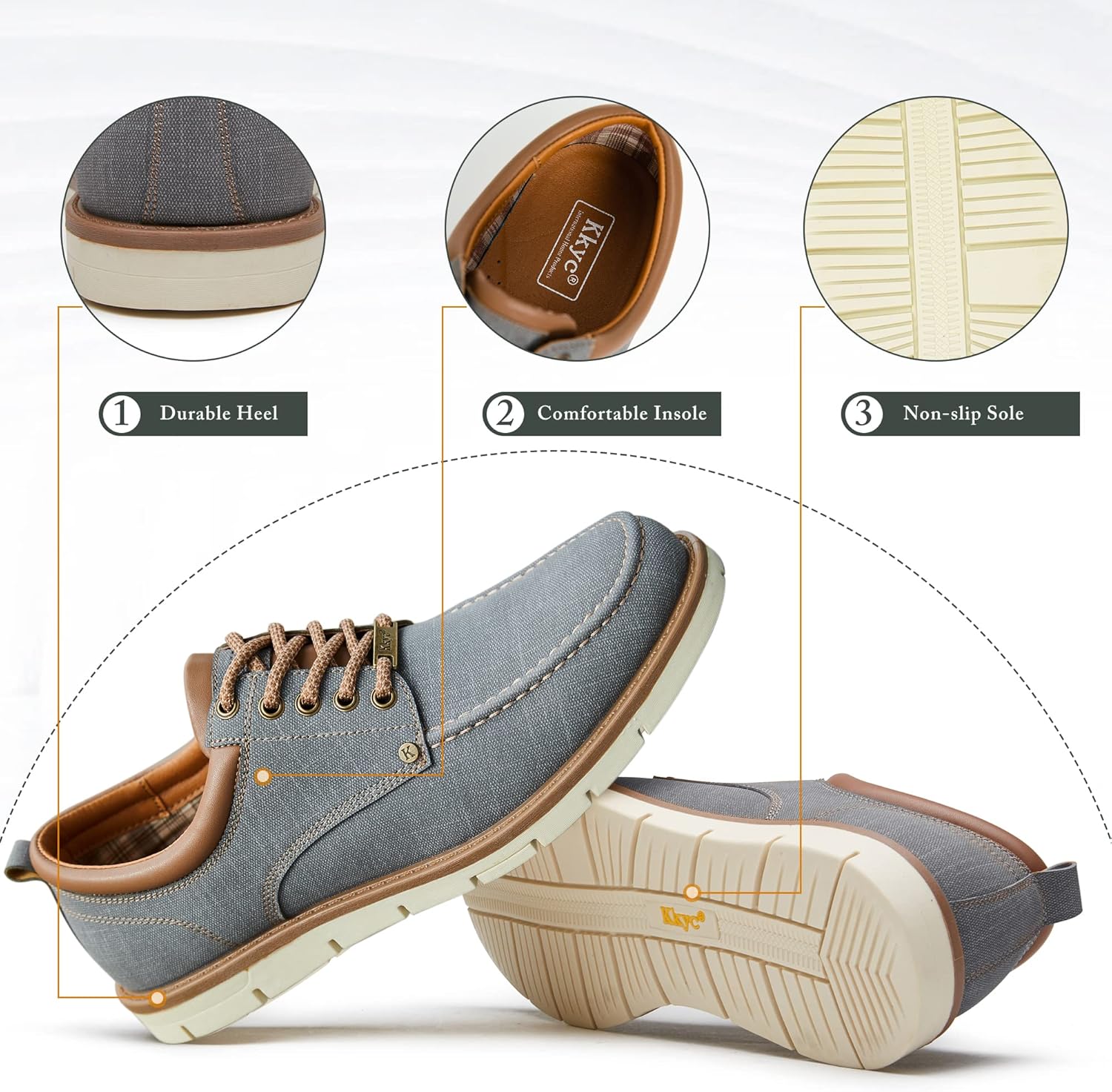 Kkyc Men's Shoes Comfortable Casual Shoes Slip on Lace up Shoes