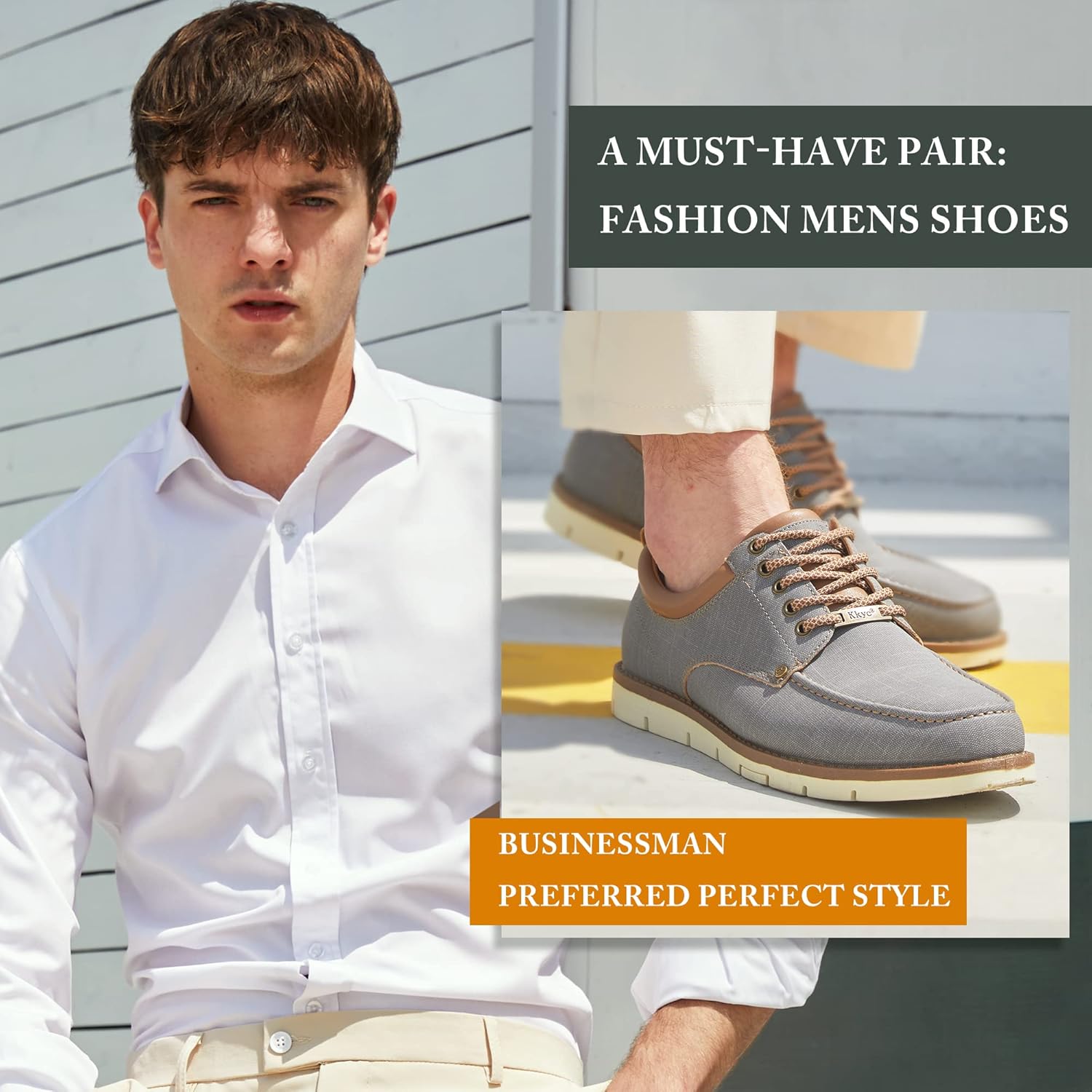 Kkyc Men's Shoes Comfortable Casual Shoes Slip on Lace up Shoes