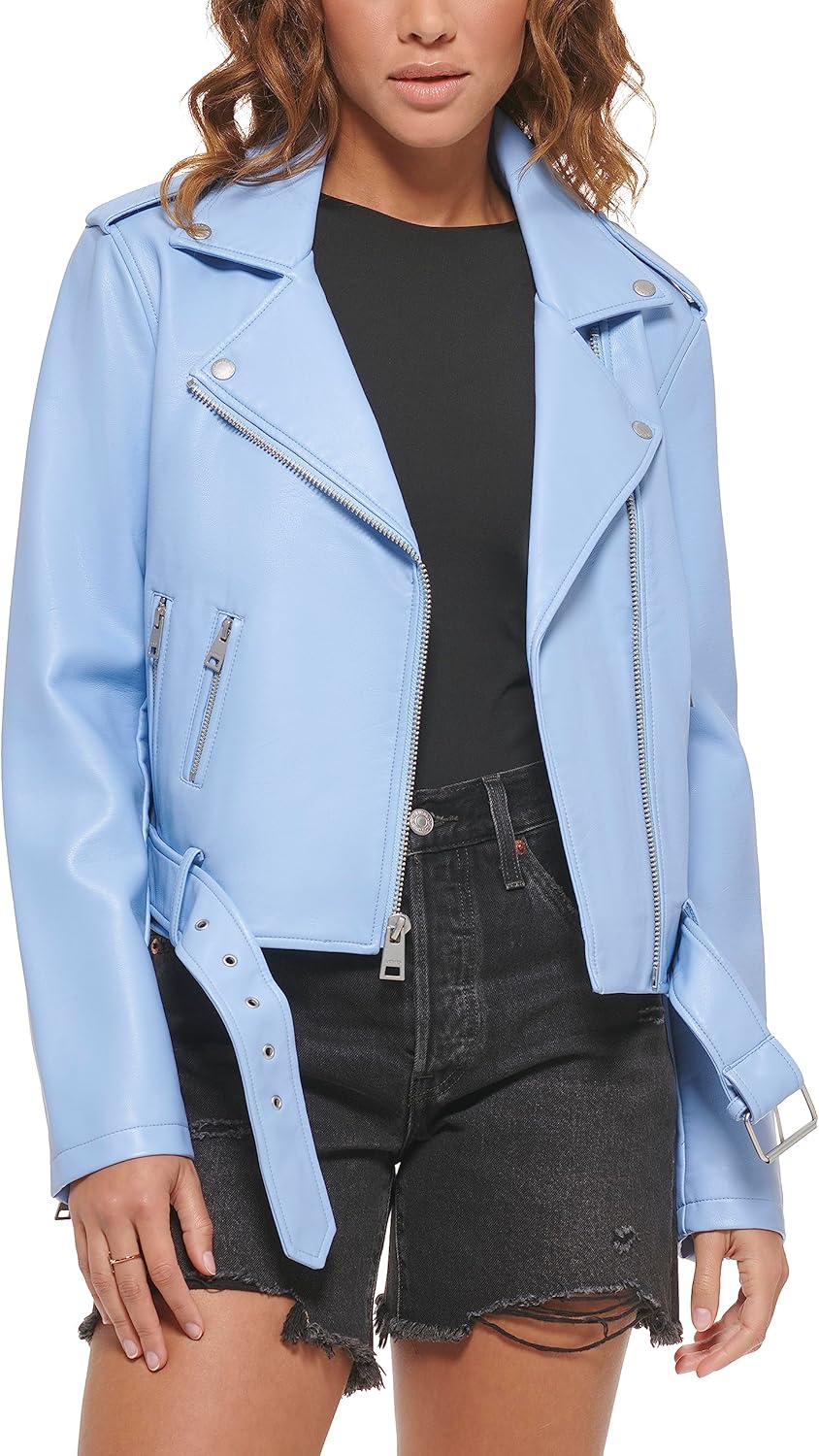 Levi's Women's Faux Leather Belted Motorcycle Jacket (Standard & Plus Sizes)