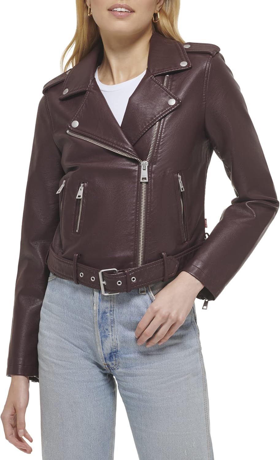 Levi's Women's Faux Leather Belted Motorcycle Jacket (Standard & Plus Sizes)