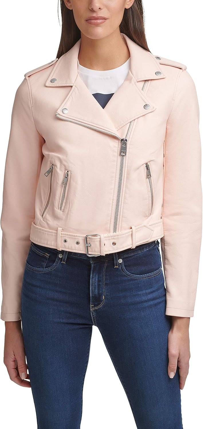 Levi's Women's Faux Leather Belted Motorcycle Jacket (Standard & Plus Sizes)
