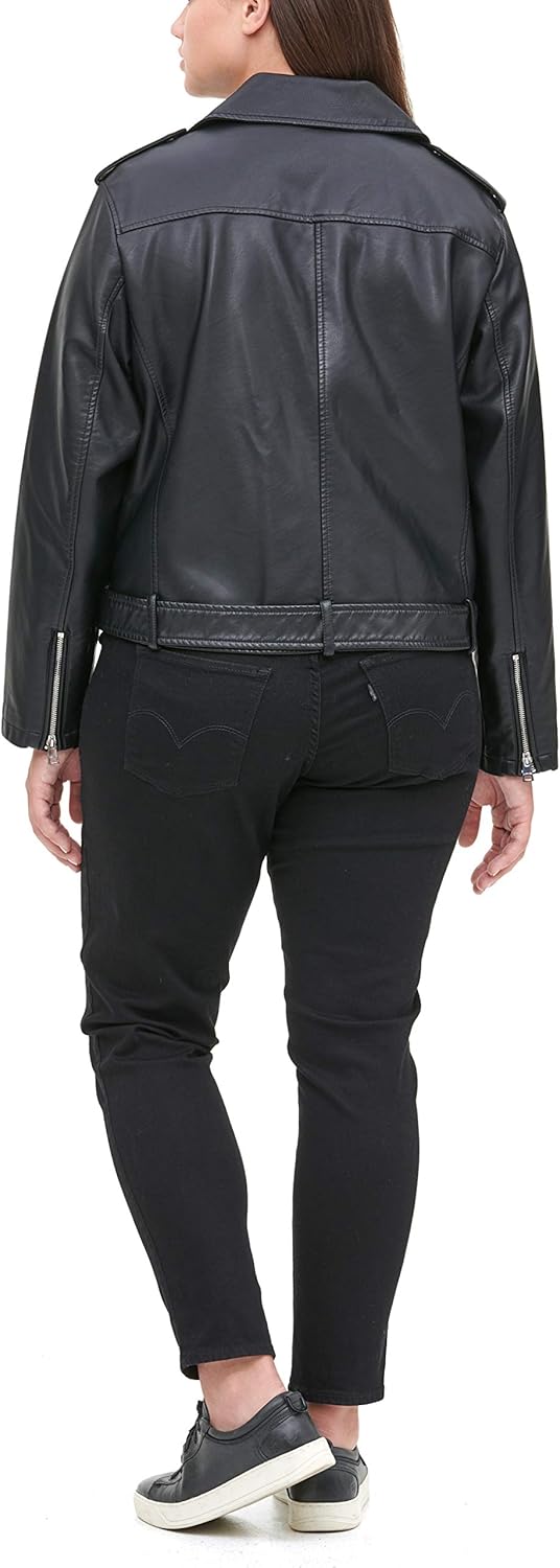 Levi's Women's Faux Leather Belted Motorcycle Jacket (Standard & Plus Sizes)