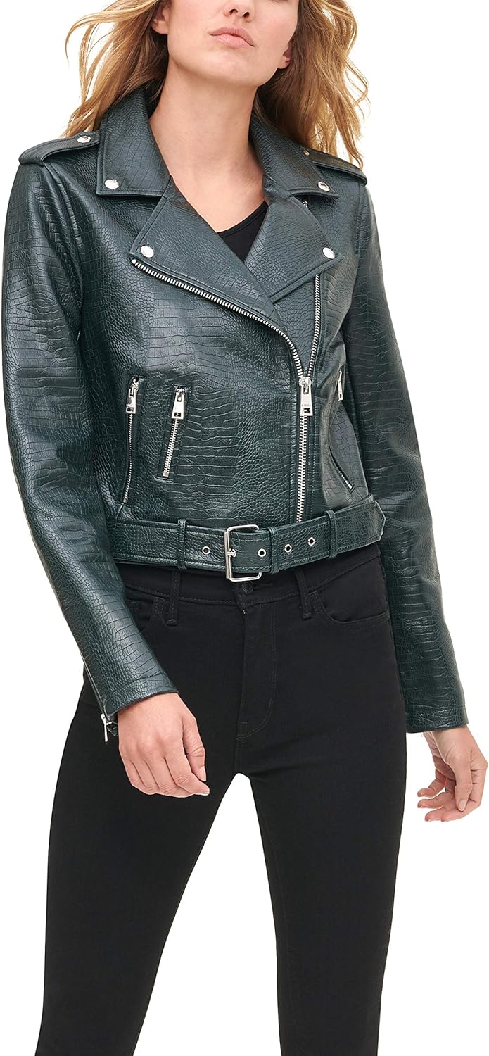 Levi's Women's Faux Leather Belted Motorcycle Jacket (Standard & Plus Sizes)