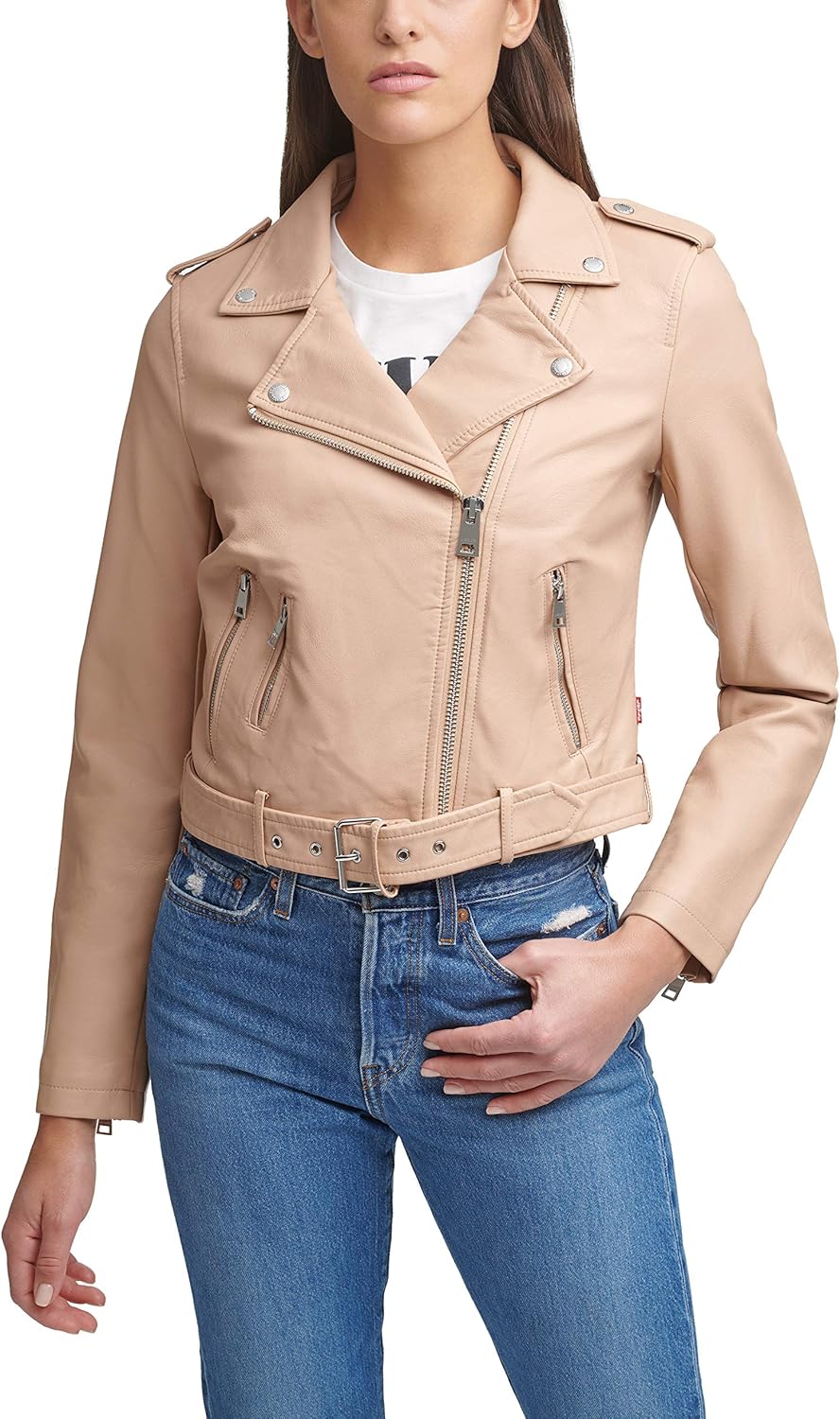 Levi's Women's Faux Leather Belted Motorcycle Jacket (Standard & Plus Sizes)