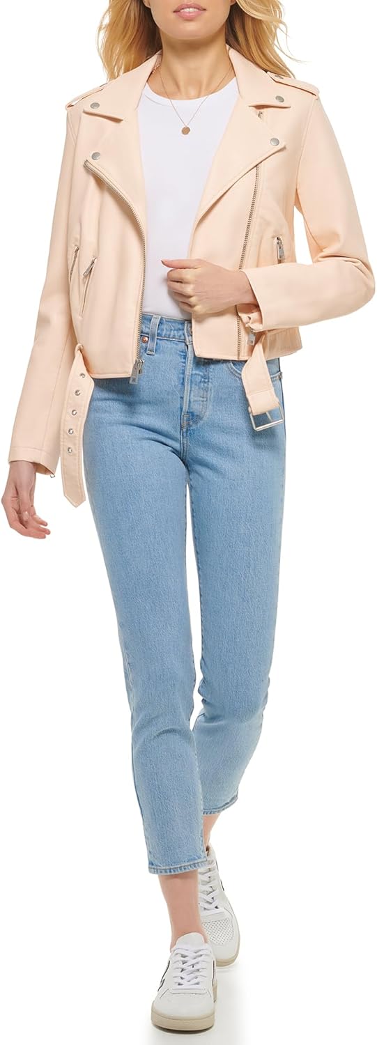 Levi's Women's Faux Leather Belted Motorcycle Jacket (Standard & Plus Sizes)