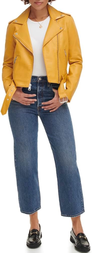 Levi's Women's Faux Leather Belted Motorcycle Jacket (Standard & Plus Sizes)