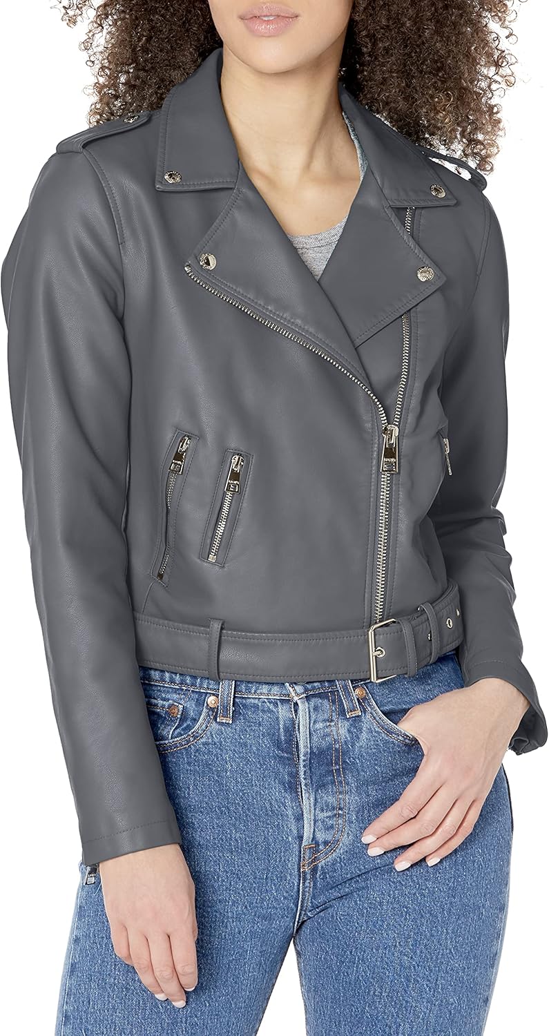 Levi's Women's Faux Leather Belted Motorcycle Jacket (Standard & Plus Sizes)