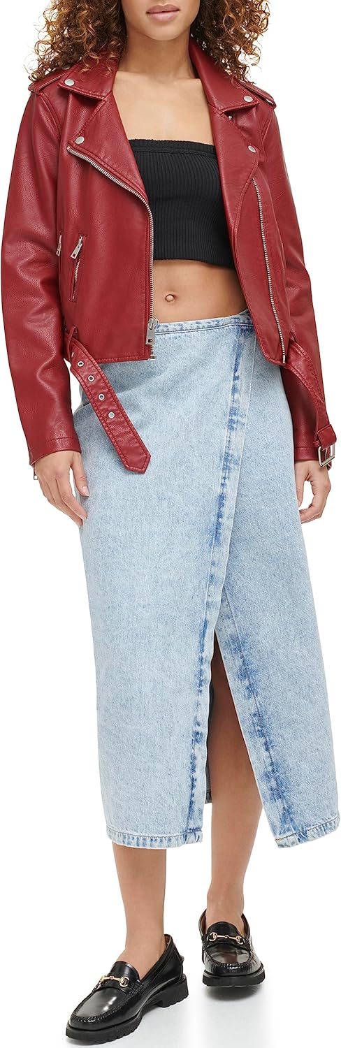 Levi's Women's Faux Leather Belted Motorcycle Jacket (Standard & Plus Sizes)