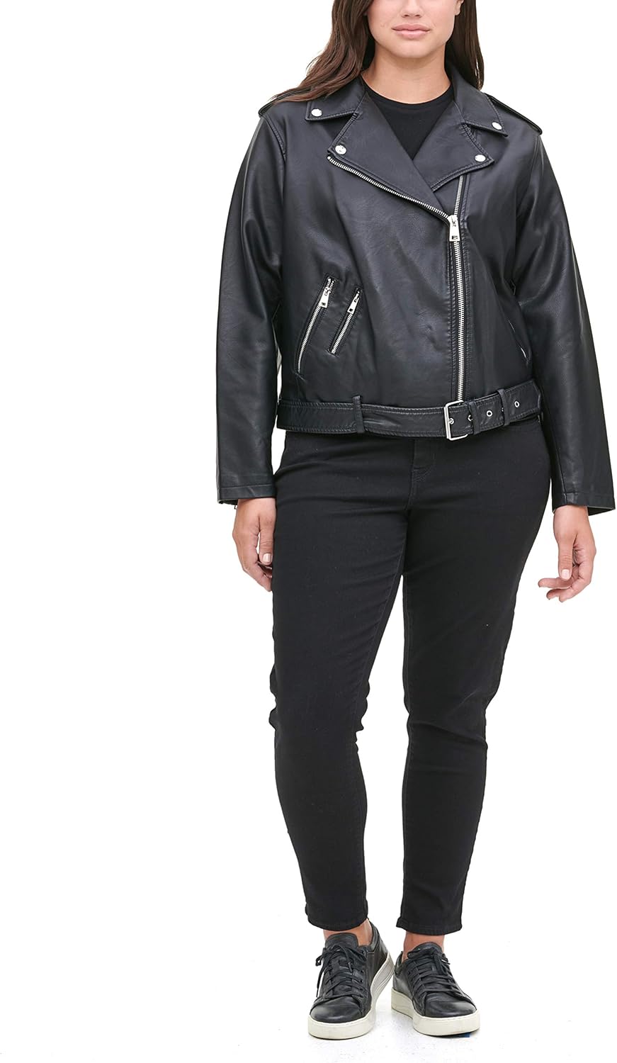Levi's Women's Faux Leather Belted Motorcycle Jacket (Standard & Plus Sizes)