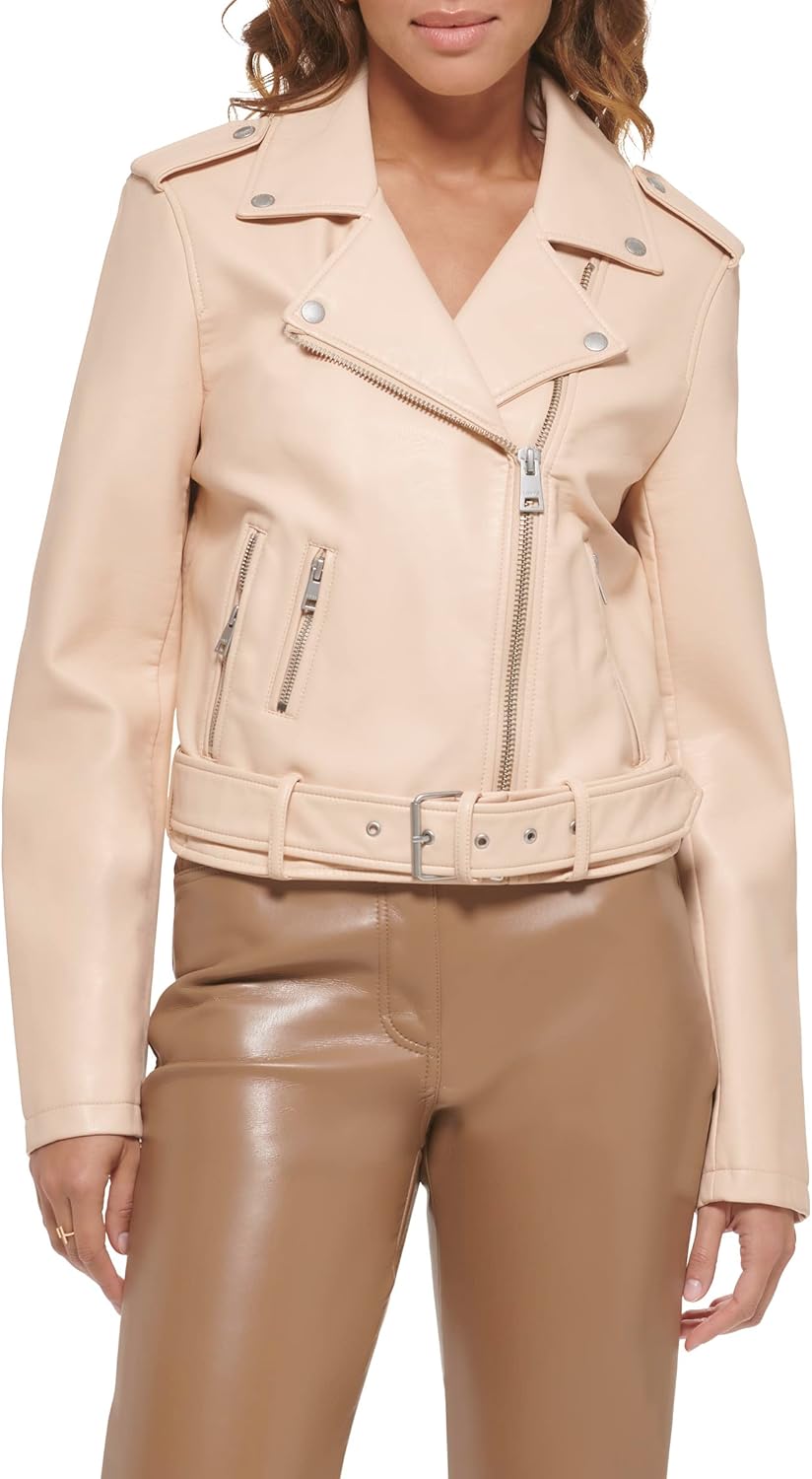 Levi's Women's Faux Leather Belted Motorcycle Jacket (Standard & Plus Sizes)