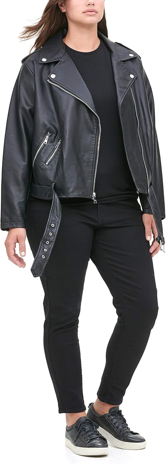 Levi's Women's Faux Leather Belted Motorcycle Jacket (Standard & Plus Sizes)
