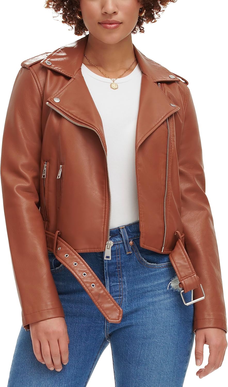 Levi's Women's Faux Leather Belted Motorcycle Jacket (Standard & Plus Sizes)