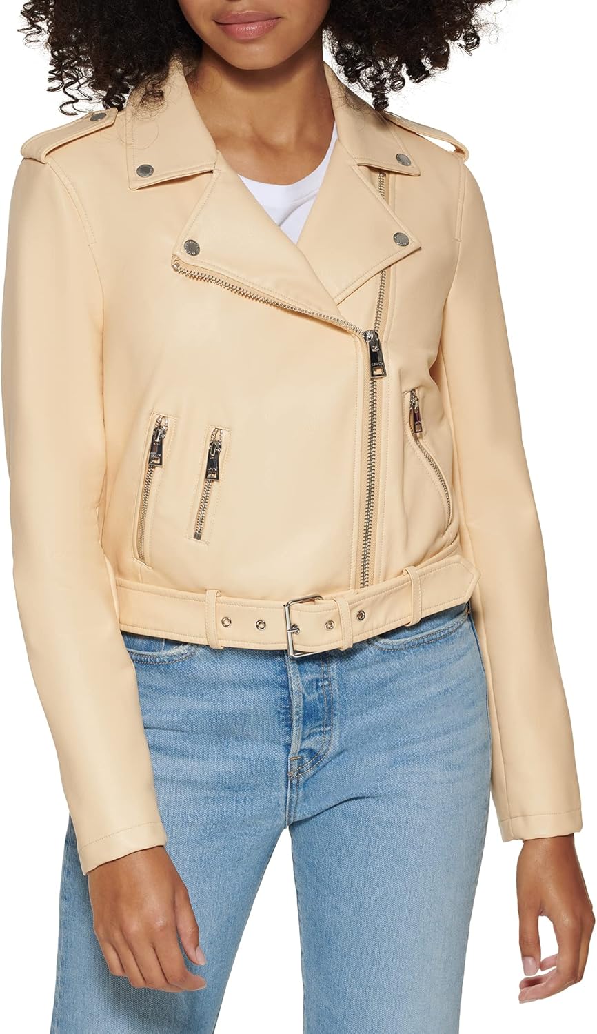 Levi's Women's Faux Leather Belted Motorcycle Jacket (Standard & Plus Sizes)